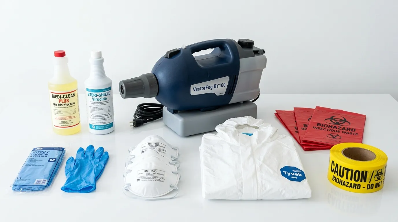 Professional biohazard remediation crew working in Carnot-Moon